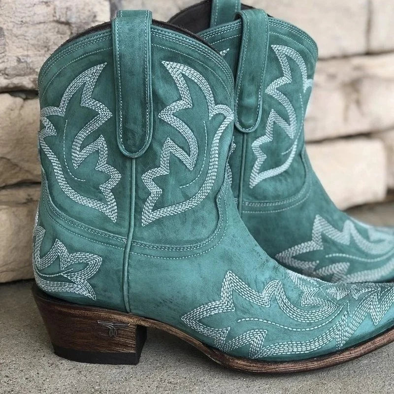 Megan | Women's Embroidered Ankle Cowboy Booties