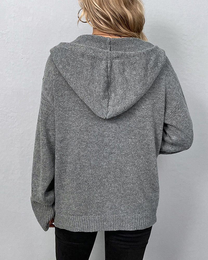 Corina | Birgit – Plain hooded cardigan