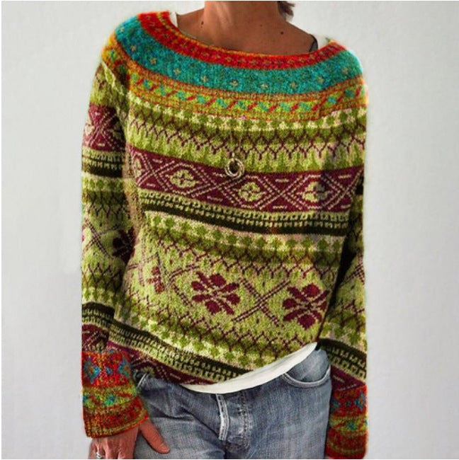 Carla | Fashionable Print Cow Neck Pullover for Women