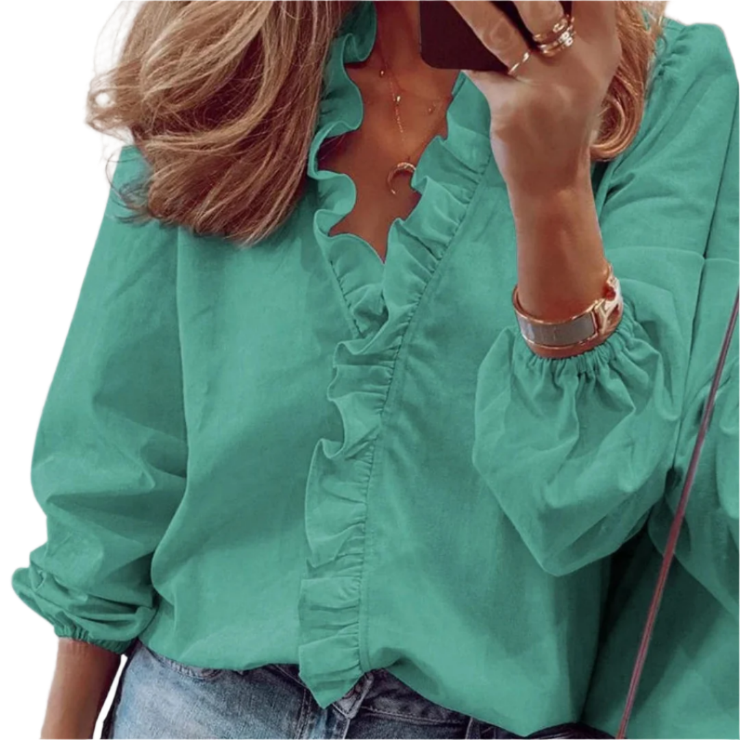 Amalberga® | Women'S Ruffle Top With Elastic Band Sleeves