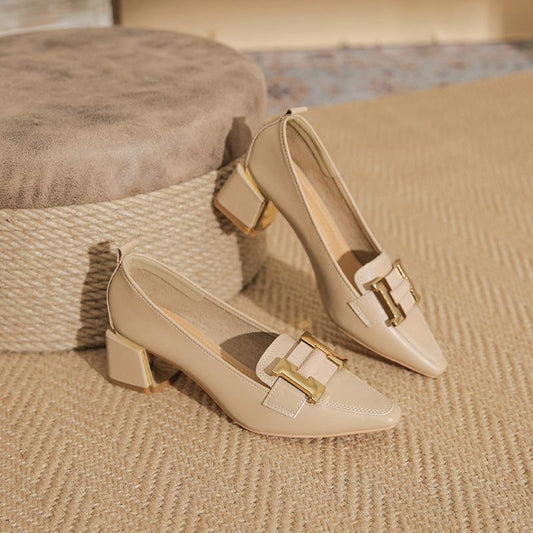 Destiny | Stylish Loafers with Block Heel – Elegant Pointed-Toe Shoes for Office & Everyday Wear