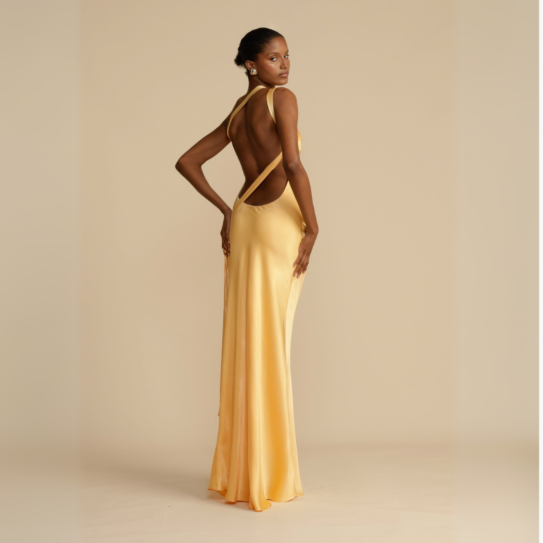 Michelle | Elegant Yellow One-Shoulder Maxi Dress for Modern Women