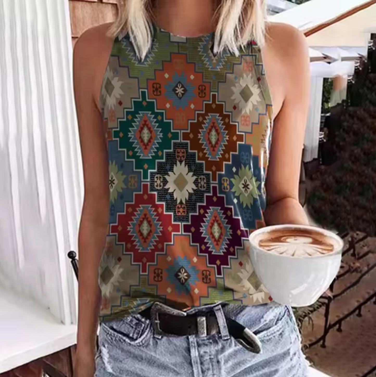 Antonella® | Sleeveless Top With Ethnic Print