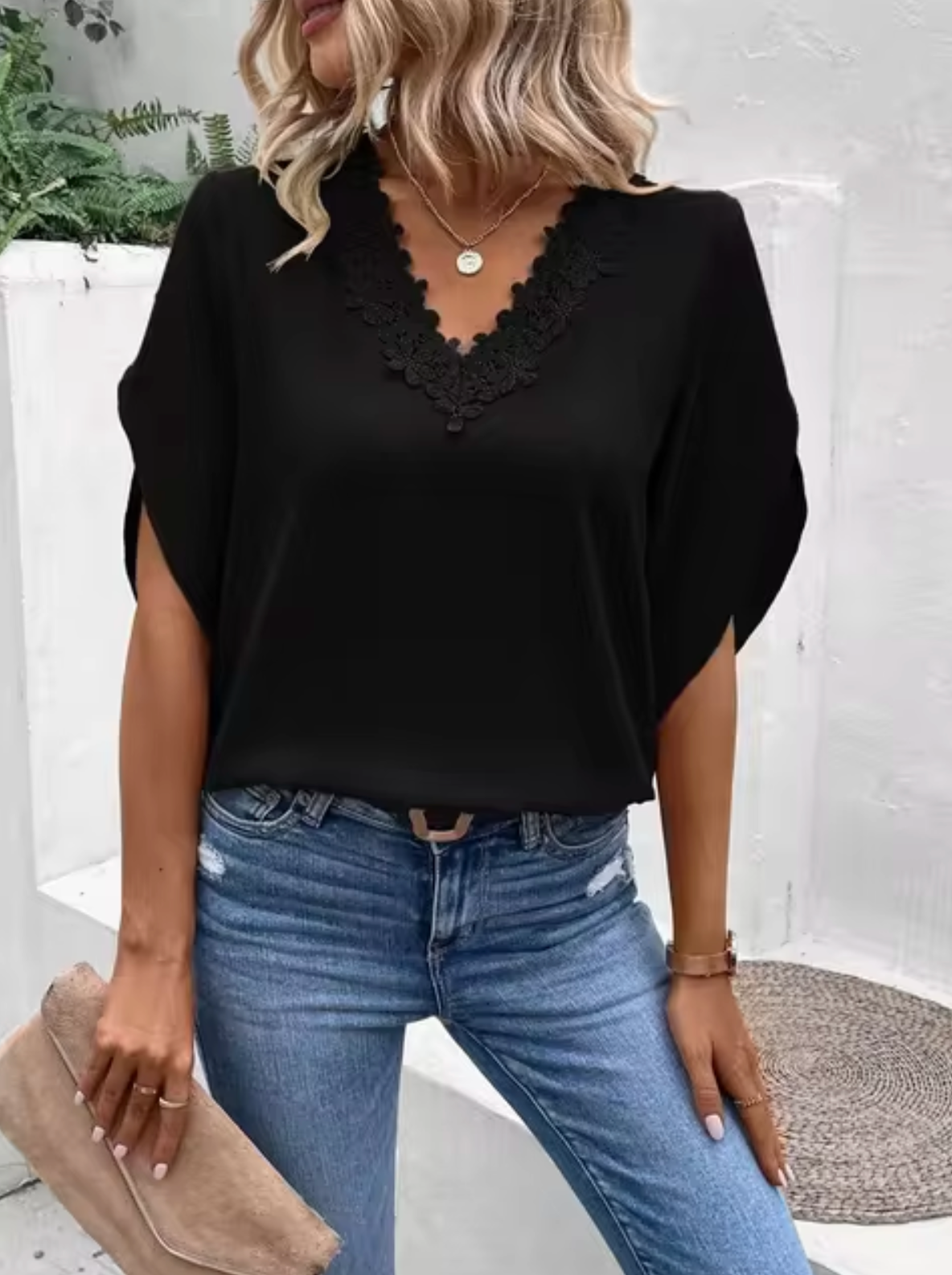 Elena® | Lace V-Neck Shirt