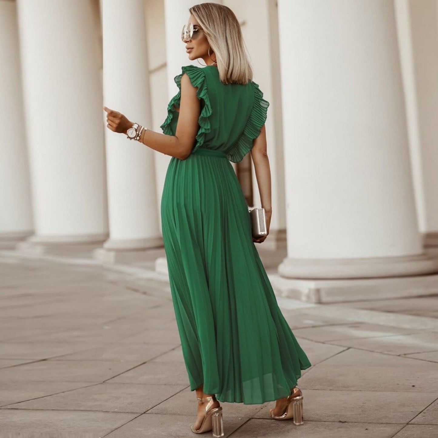 Elisa® | Women's ruffle V-neck maxi dress