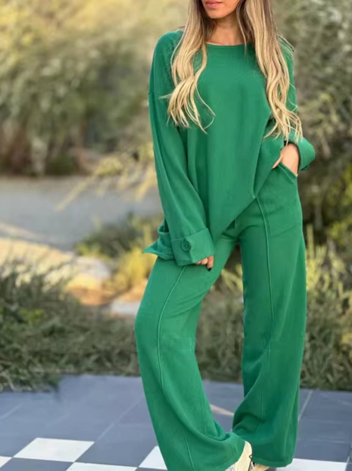 Artemizia® | Long Sleeve And Wide Leg Pants Set