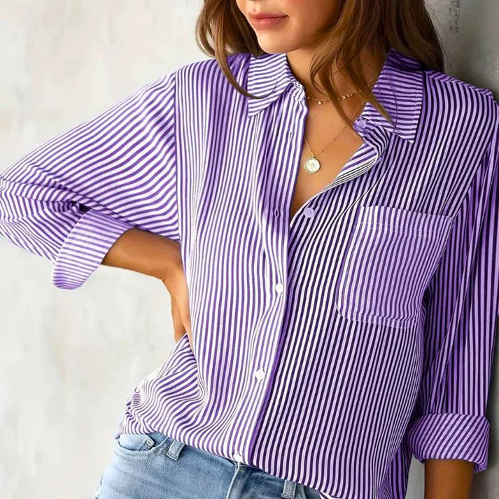 Brylynn® | Striped Long-Sleeved Blouse With Buttons