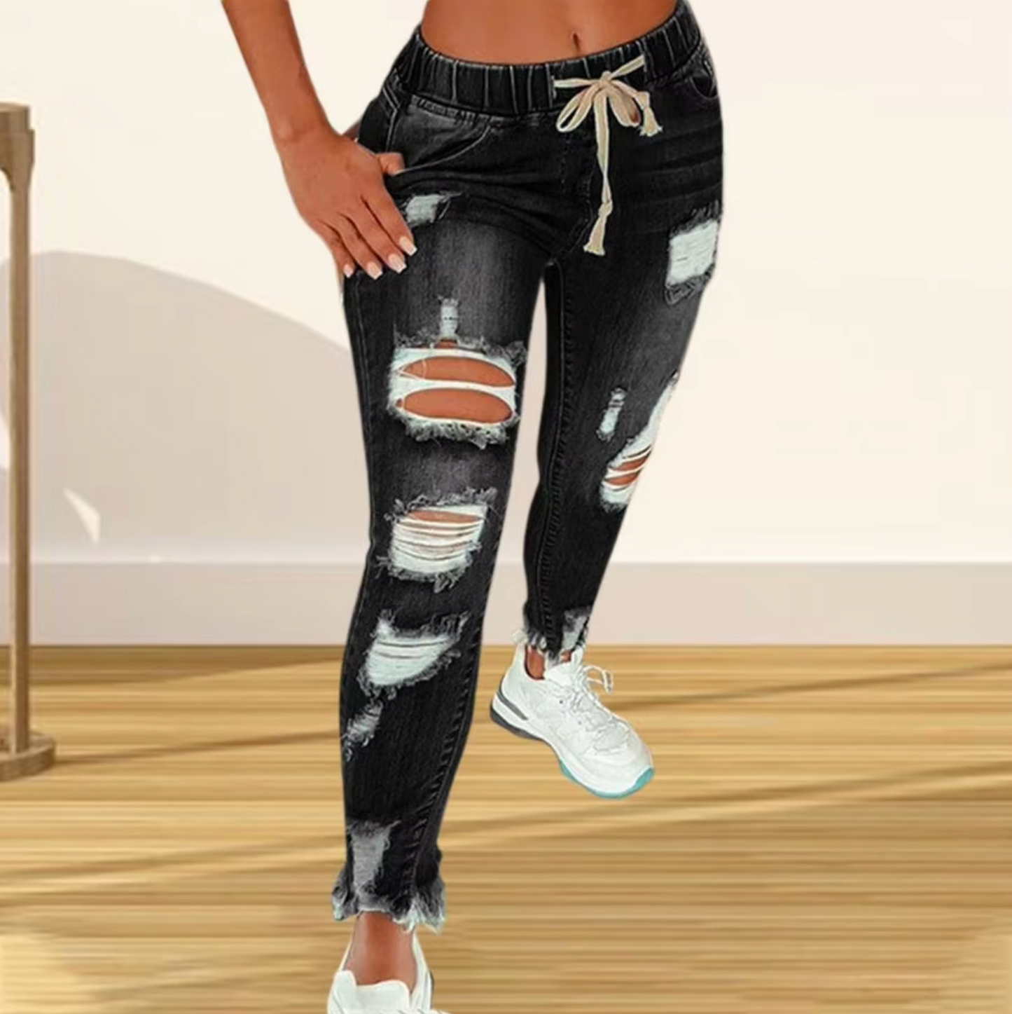 Aldina® | Ripped Cotton Denim Jeans