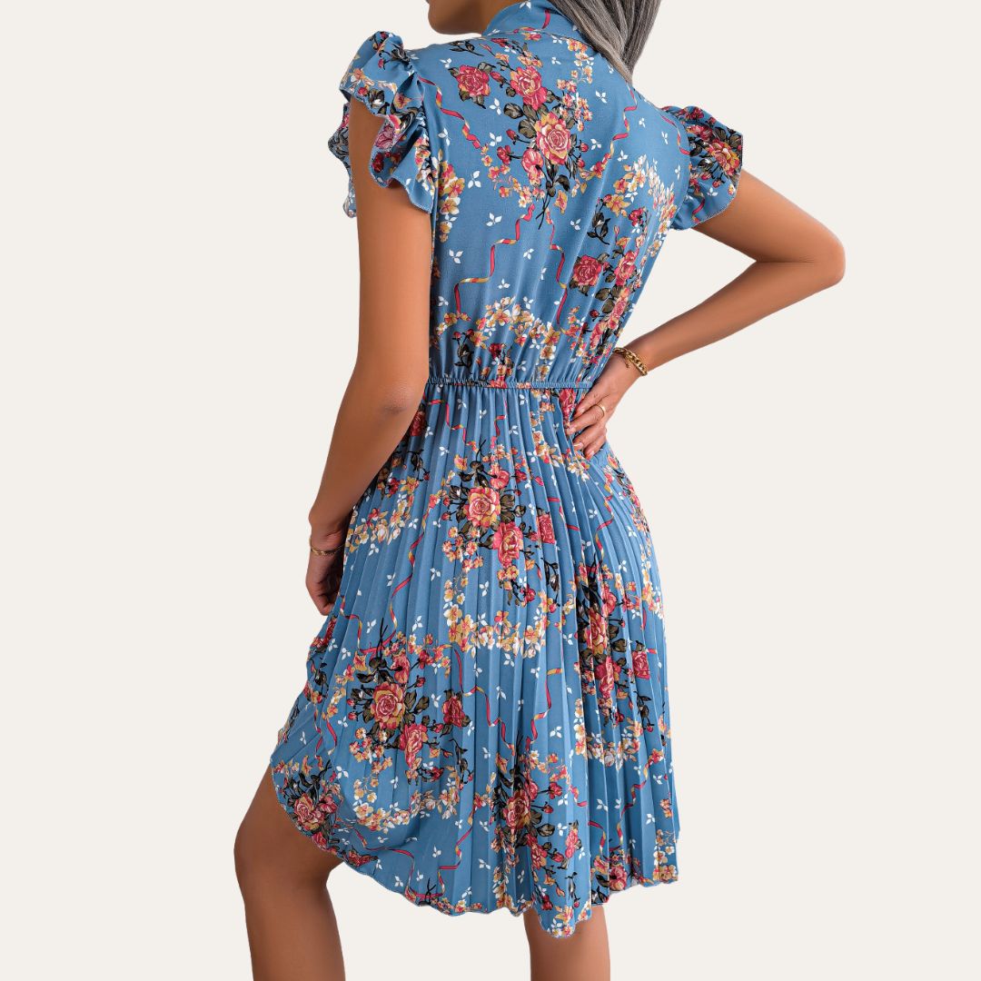 Vestea | Elegant Floral Dress with Bow