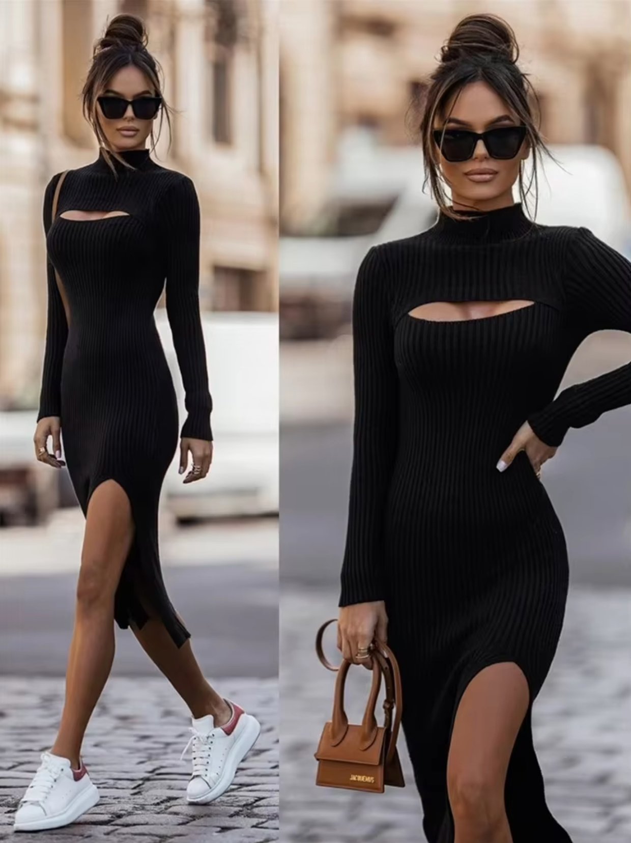 Adriana® | Long knitted dress with slits