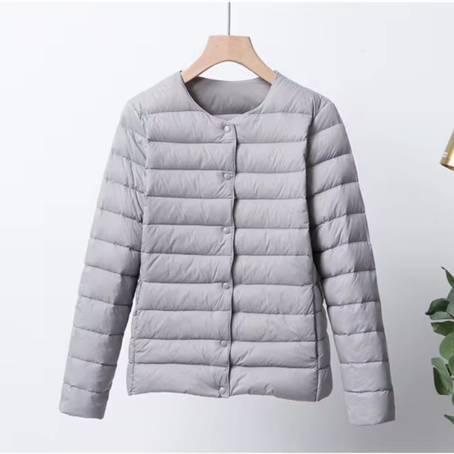 Women’s Down Jacket – Slim Fit – Lightweight Quilted – Collarless – Hip Length