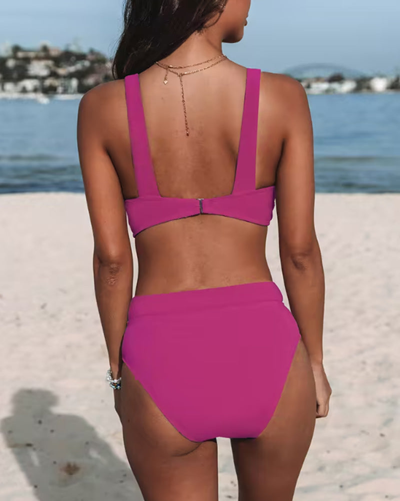 Amanda® | Solid color high waist swimsuit