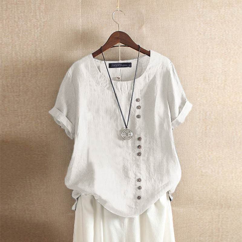 Deborah | Cotton Casual Blouse with Button Detail