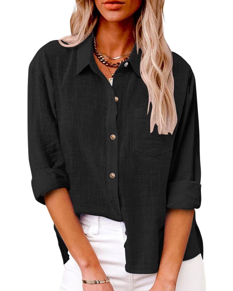 Bryatt® | Long Sleeve Linen Button Down Shirt For Women