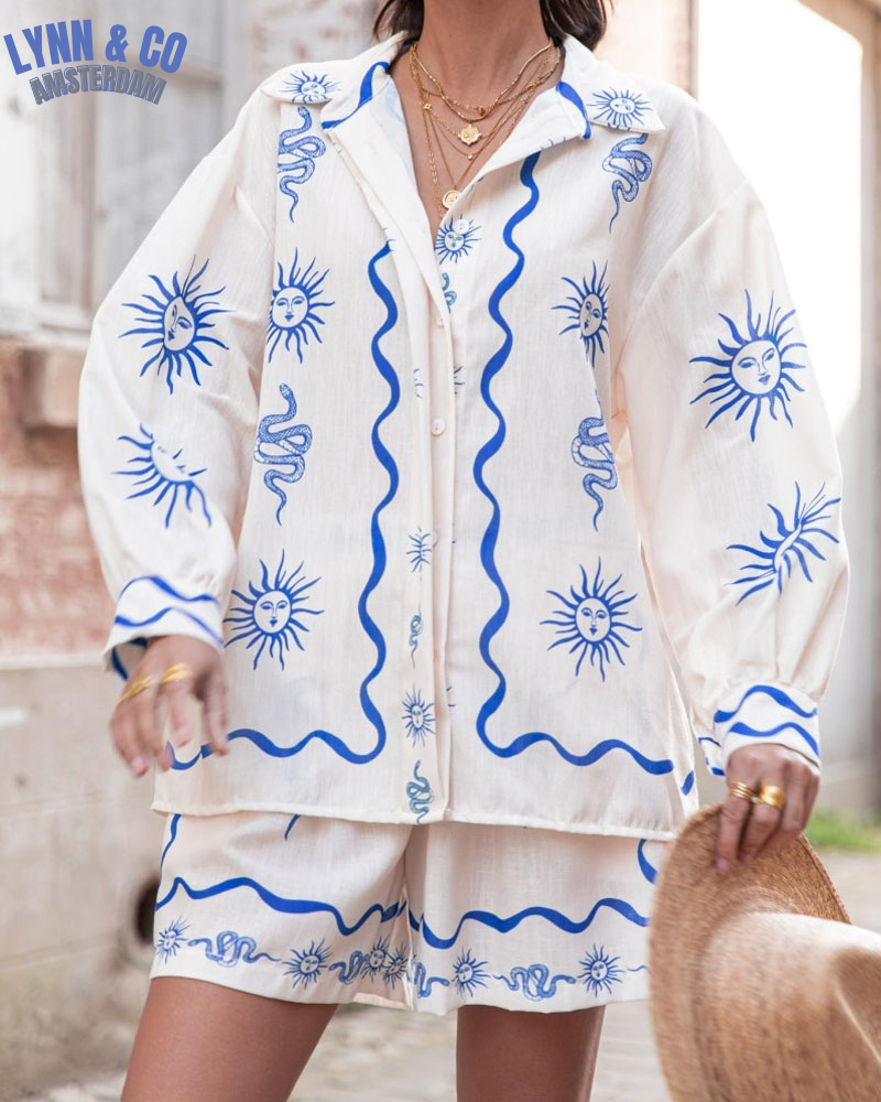 Celeste® | Elegant top with long sleeves and shorts