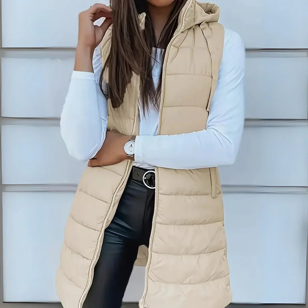 Dolores | Casual sleeveless hooded puffer vest