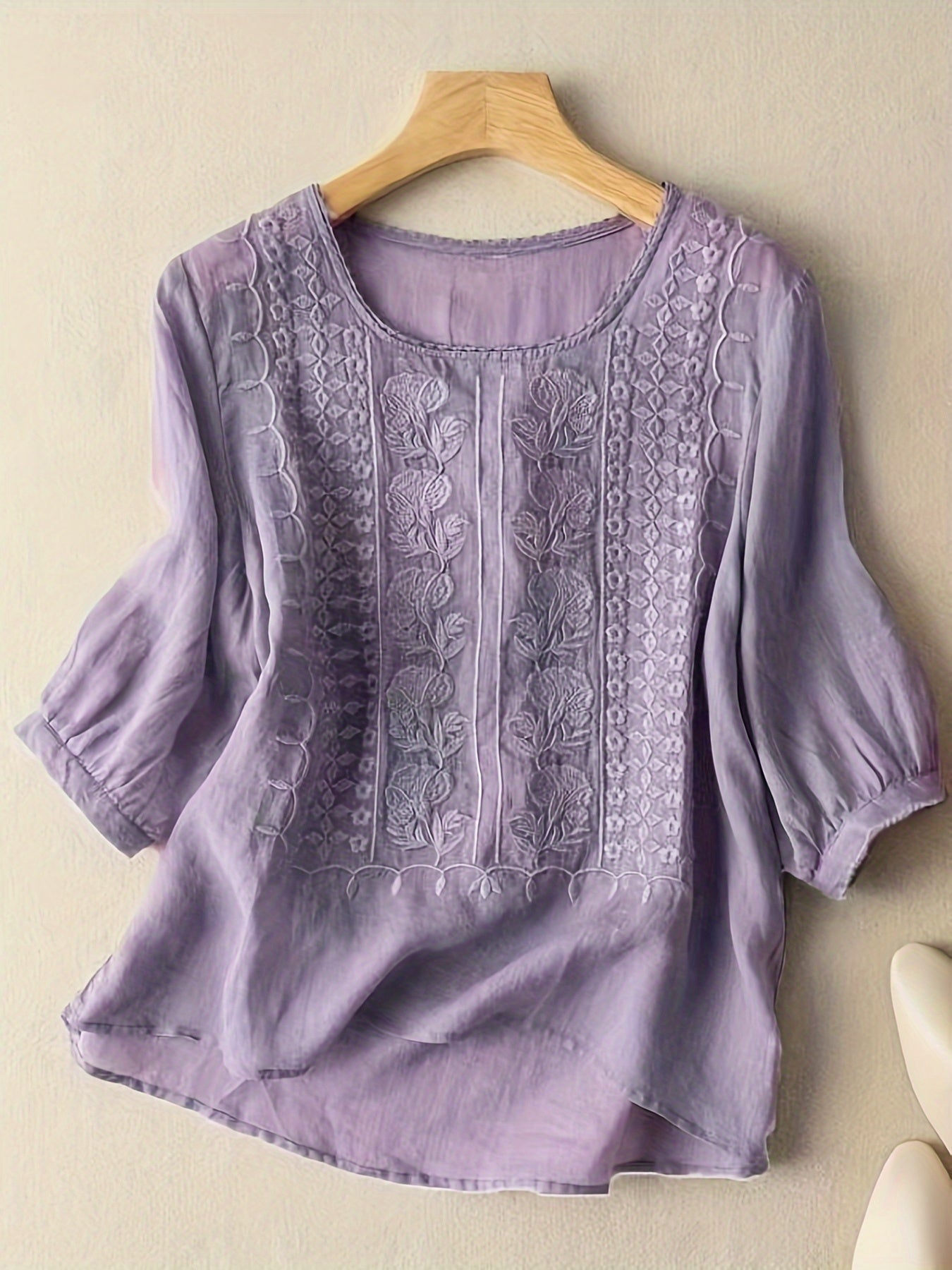 Brenna® | Embroidered Floral Cotton Blouse