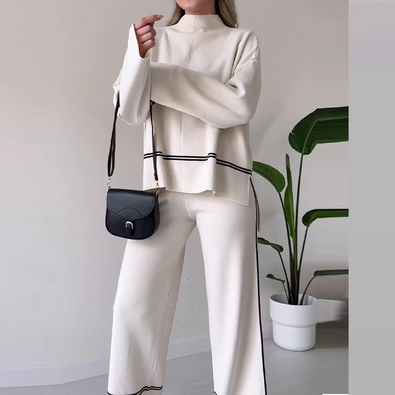 Elara® | Women Spring Summer Solid Color Casual Top Comfortable Design Suit Loose Two-Piece Set Sweater and Pants
