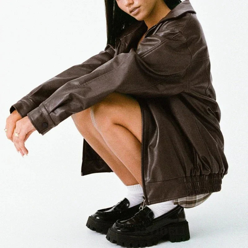 Cassandra® | Oversized women's leather jacket