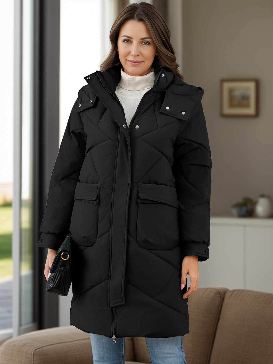 Avelina® | Long-sleeved winter coat with hood and pockets