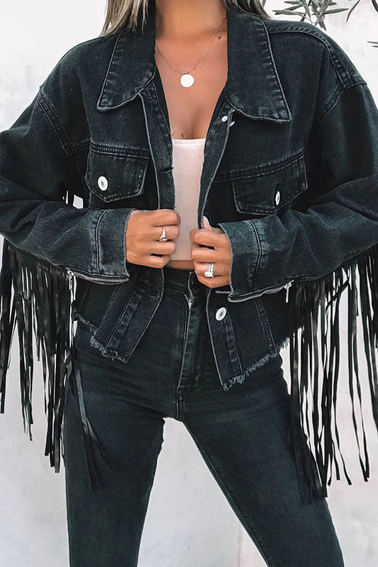 Alicia® | Western Inspired Fringe Denim Jacket