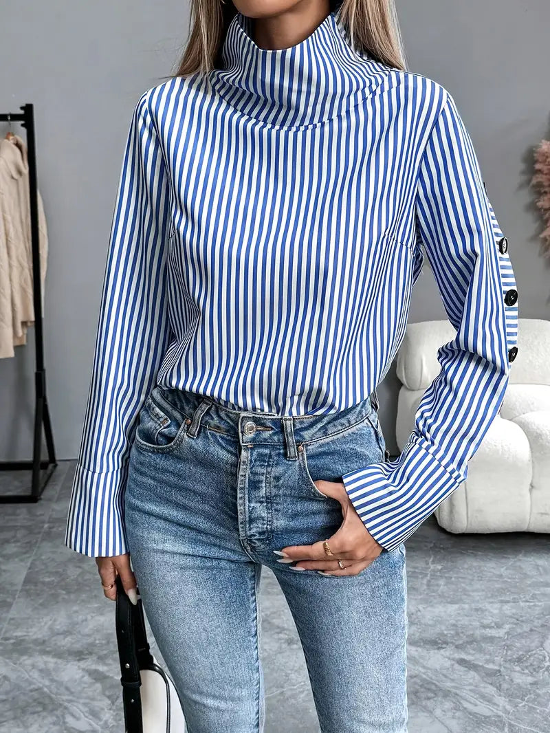Celeste® | Striped Blouse With High Neck