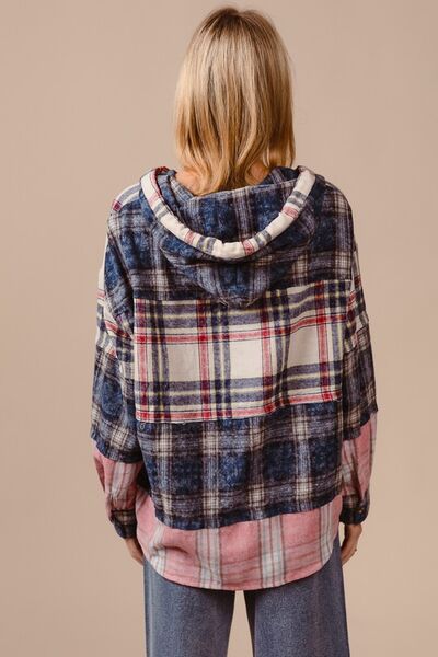 Delia® | Drawstring hoodie with check pattern and dropped shoulders