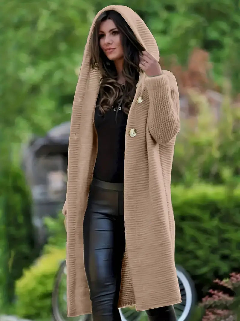 Cristina® | Long knitted cardigan with hood