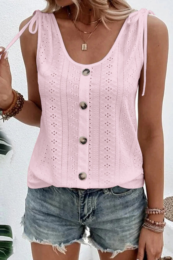 Cleo® | Sleeveless T-shirt with buttons and cut-out details