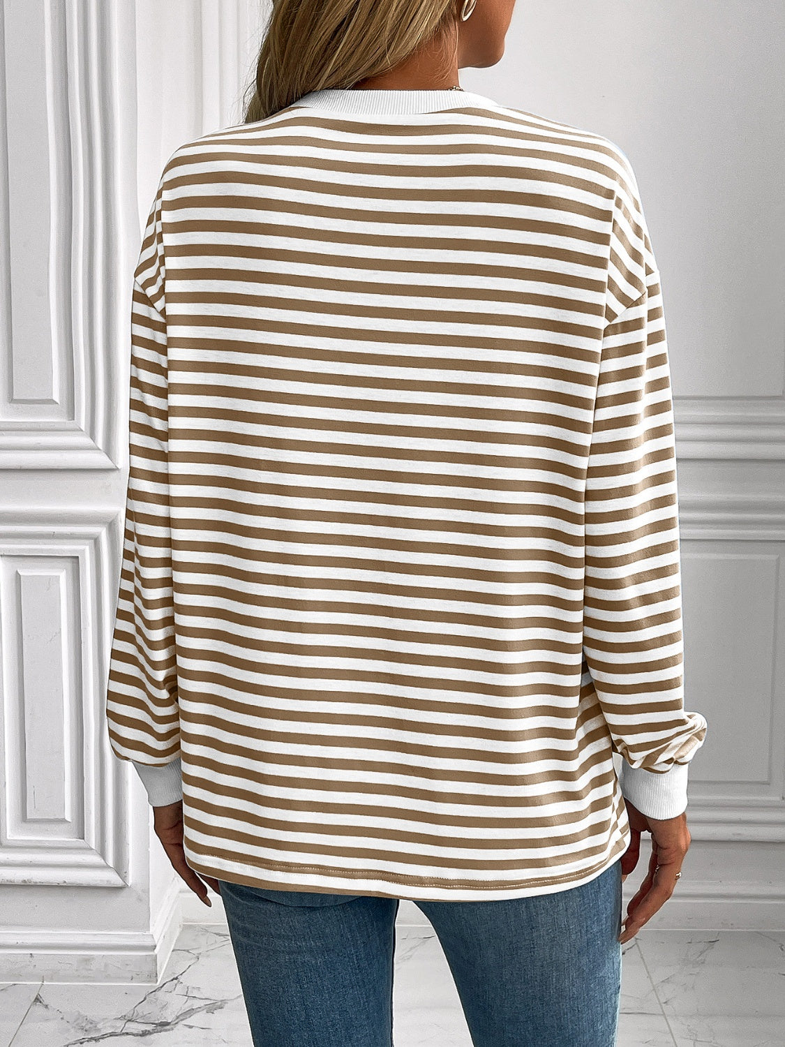 Constance® | Ivy Lane striped long sleeve crew neck sweatshirt