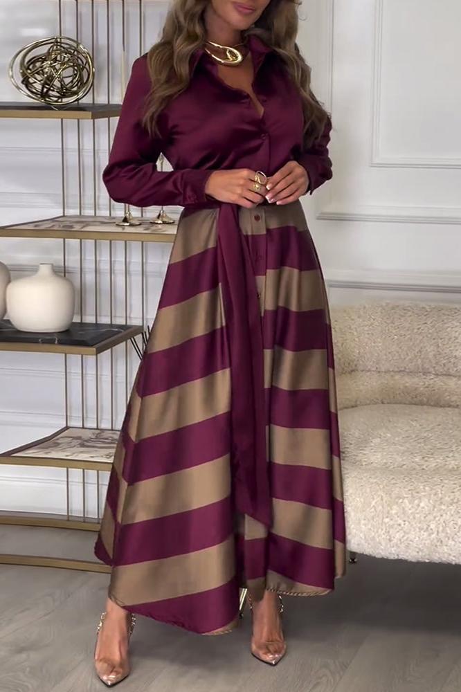Celeste® | Dress Soft Touch Striped Maxi Dress with Belt