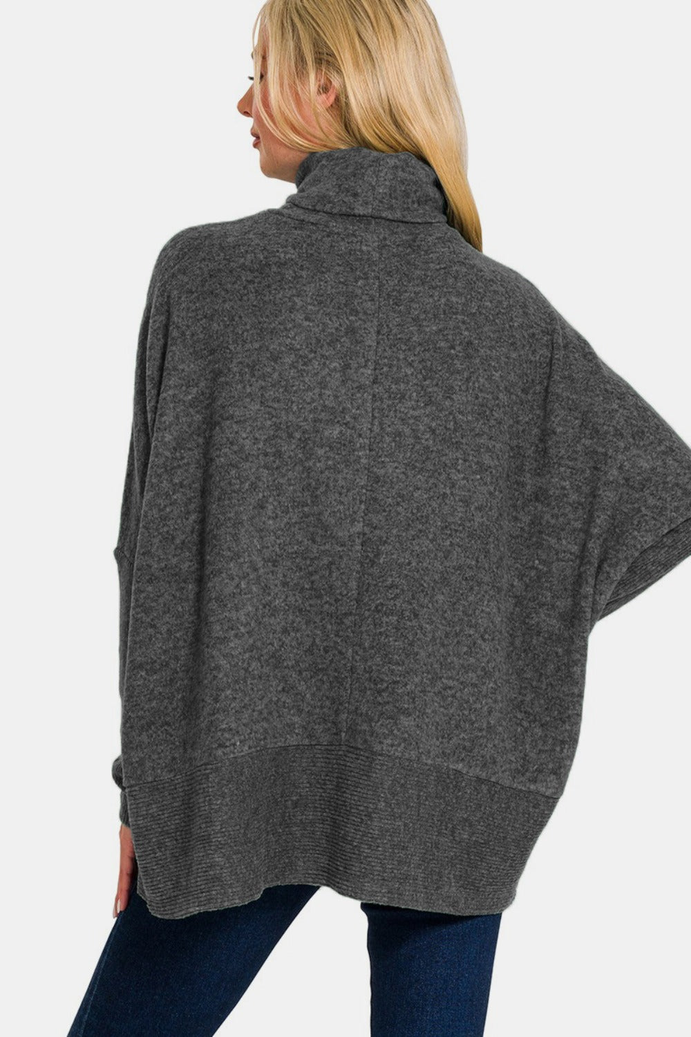 Bianca® | Full size Zenana turtleneck sweater in brushed melange from Hacci