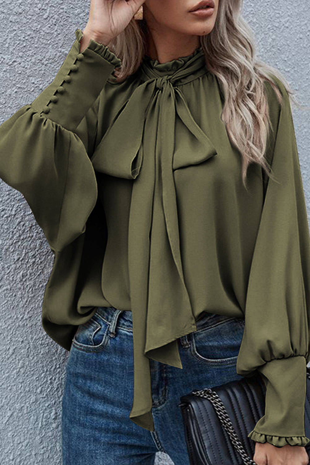 Breyana® | Fringe Tie-Dye Blouse With Episcopal Sleeves
