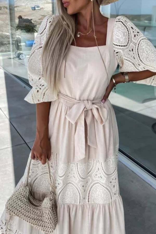 Diana® | Loose, hollow long lace skirt