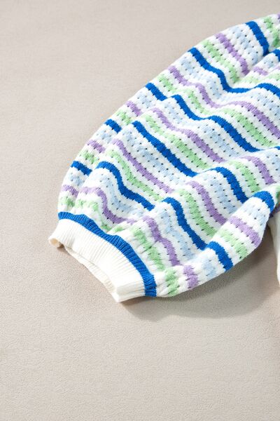 Daisy® | Crochet striped sweater with puff sleeves