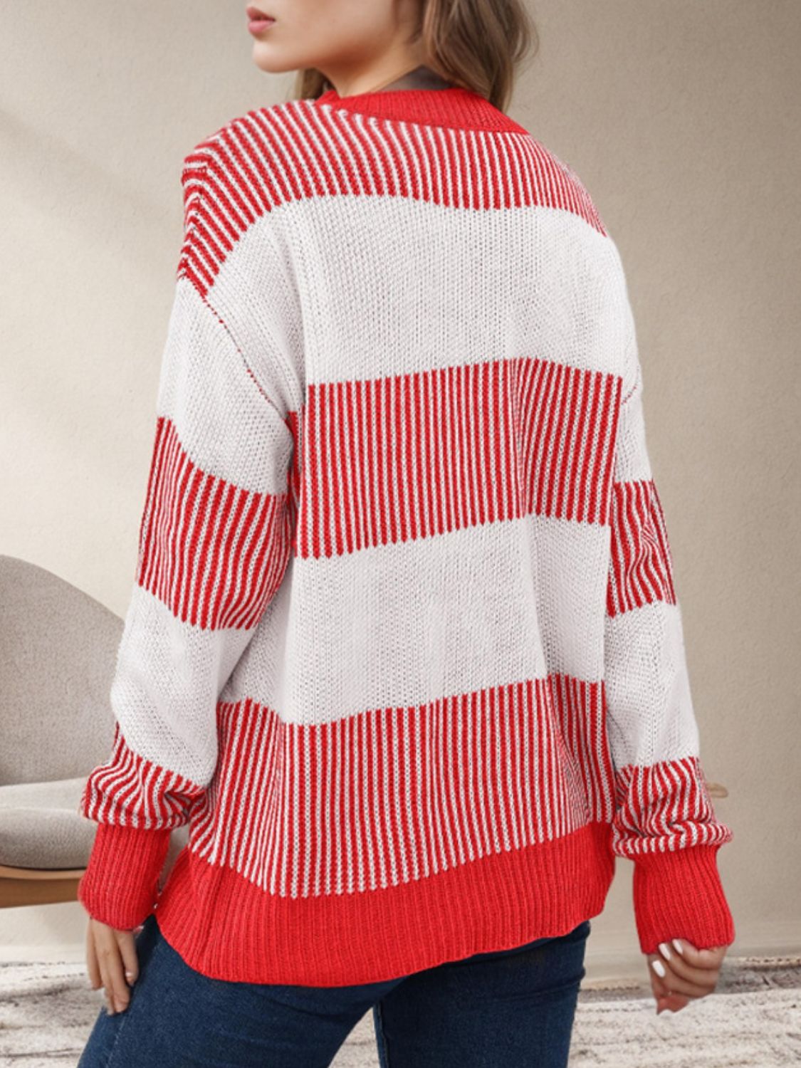 Beata® | Striped long-sleeved sweater with a crew neck