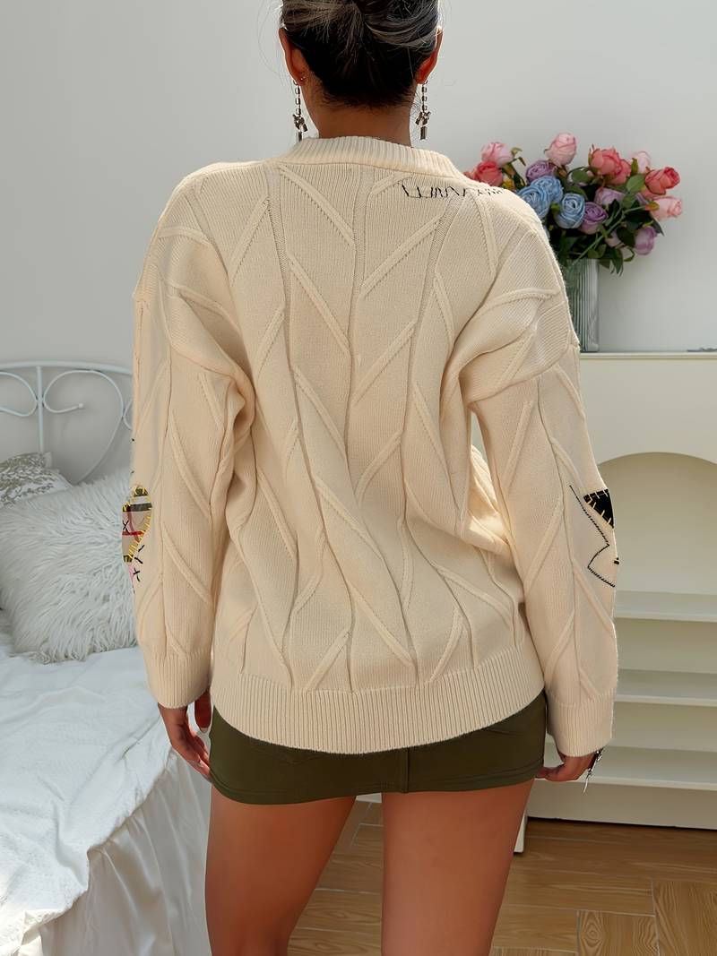 Celia® | Elegant knitted sweater with embroidery
