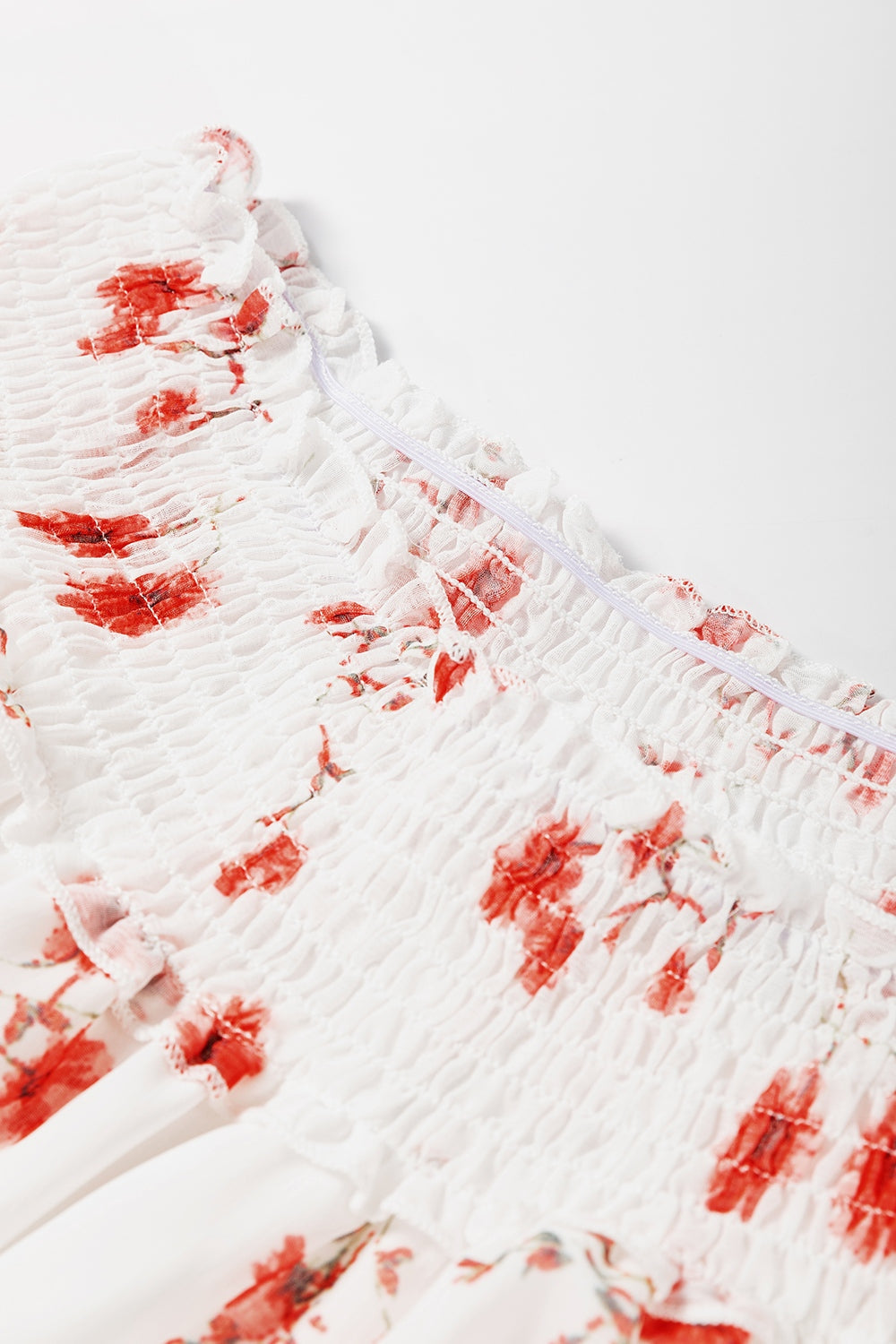 Barbara® | Smocked, off-the-shoulder blouse with flounced sleeves and a floral pattern