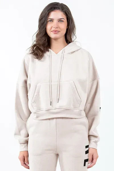 Amelia® | Long sleeve drawstring hoodie with letter graphic