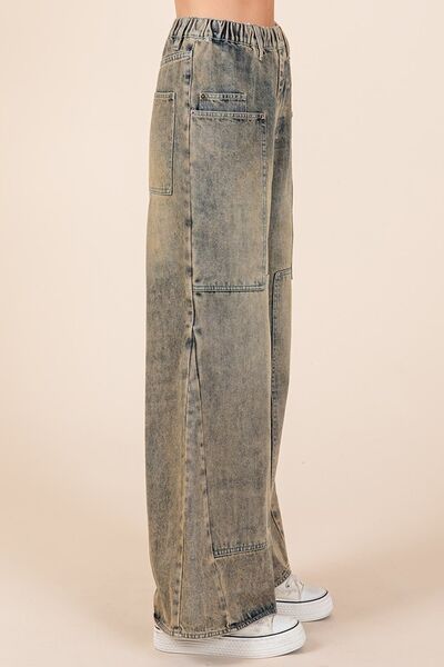 Ashley® | Washed wide-leg jeans with pockets
