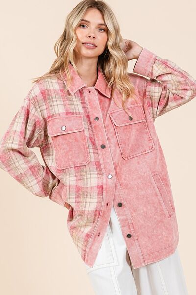 Carla® | Checked jacket with button placket and dropped shoulders