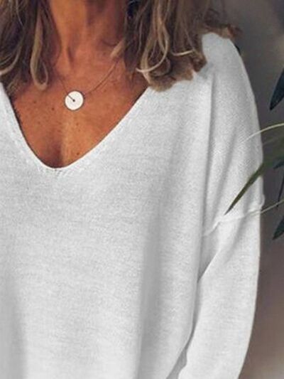 Blossom® | Full size long sleeve t-shirt with oversized V-neck and dropped shoulders