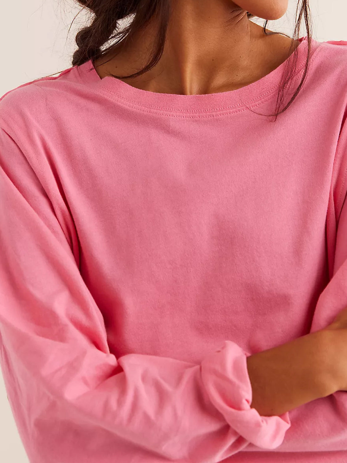 Arcelia | Long sleeve, cropped crew neck t-shirt