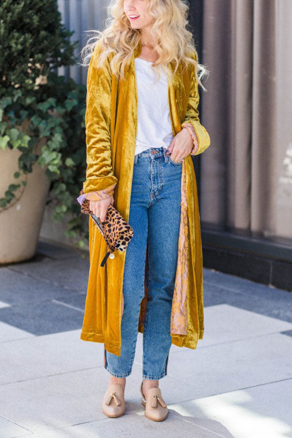 Ana María® | Velvet cardigan buttonless outerwear sweater