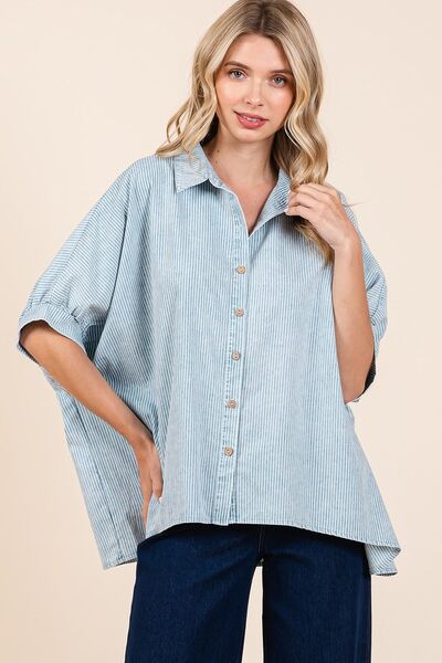 Astra® | Washed striped button-down shirt
