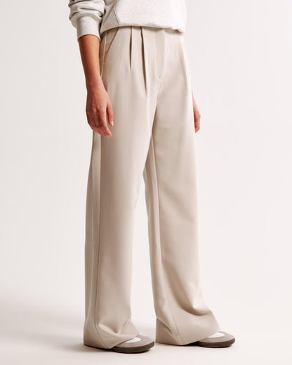 Zara | High Waist Pleated Leg Trousers with Tailored Fit