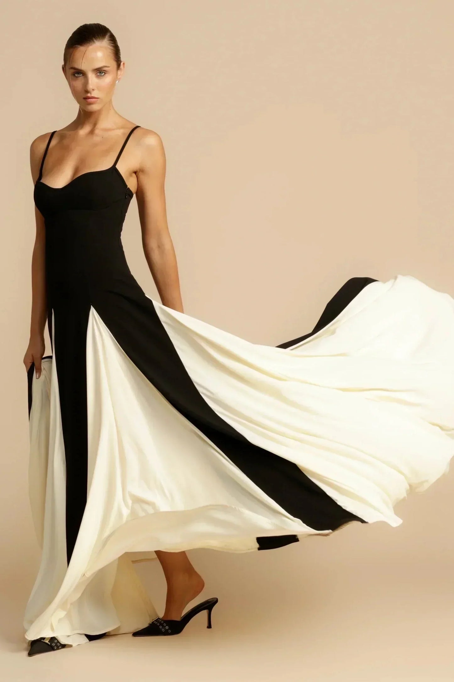 Delia® | Dress Two Tone Black & White Maxi Dress