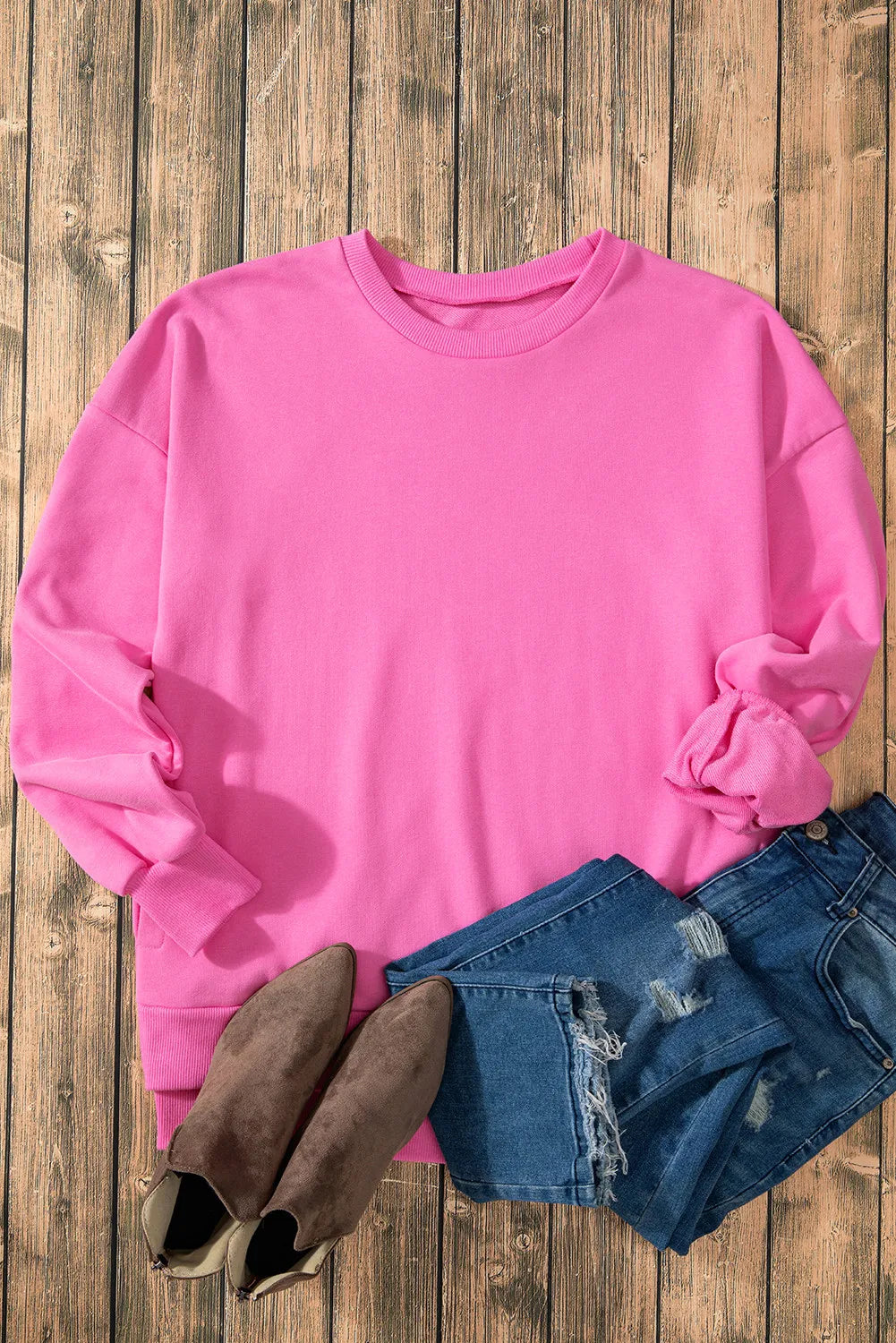 Claudia® | Long-sleeved sweatshirt with a high, low crew neck