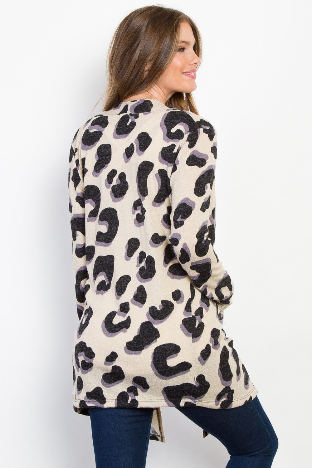 Carmen® | Be Stage printed open front knit cardigan with pockets