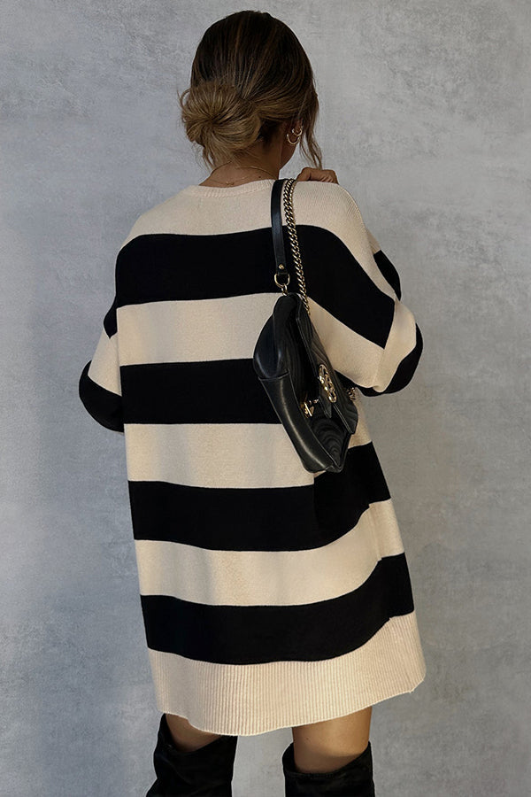 Anna® | Cream striped maxi sweater
